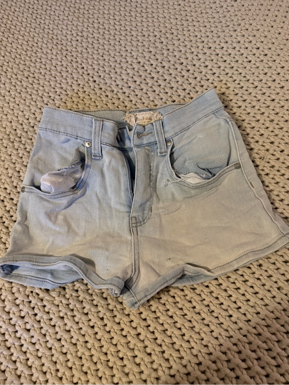 Altar'd State Light Wash Denim High-Rise Shorts
